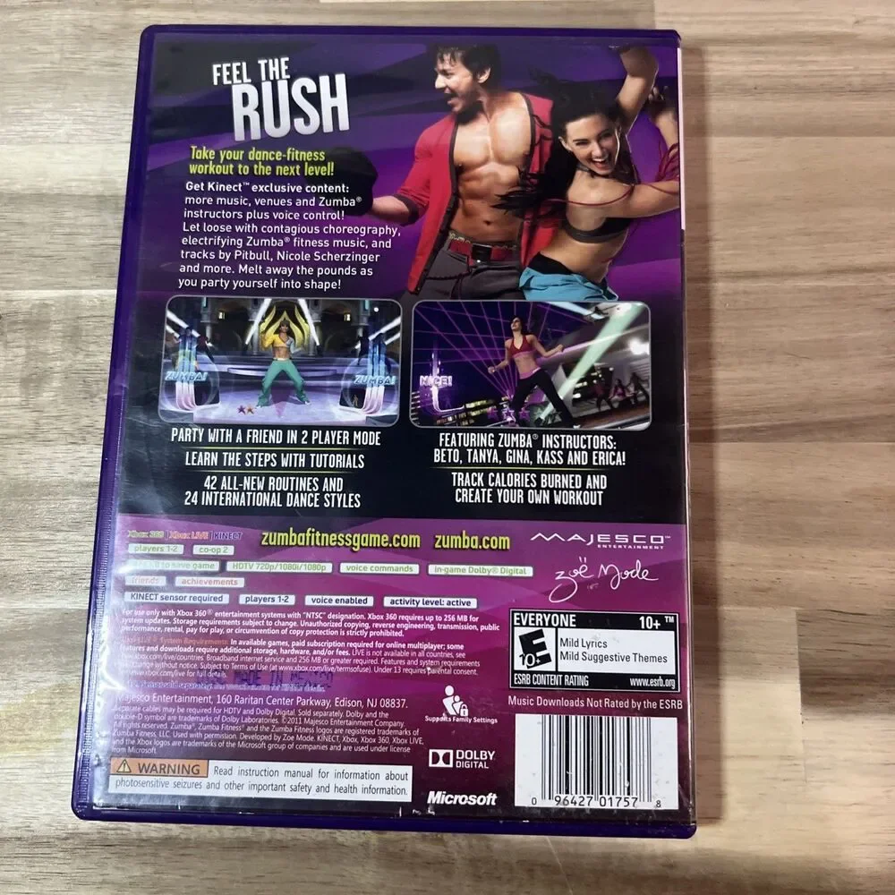Zumba Fitness Rush Microsoft Xbox 360 CIB Complete Tested Free Shipping‎